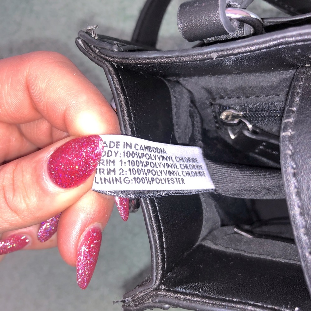 Cute Nine West Black Mini Tote Bag with Charm - Picture 12 of 16